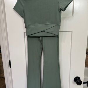 Yogalicious Sage Ribbed Jumpsuit